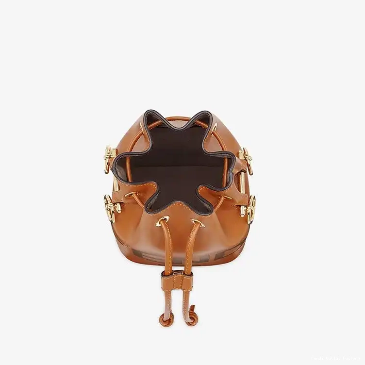 Affordable HOT Tresor Logo Mon In Fendi Bag Mini Leather Brown Bucket Calf ROMA 0524